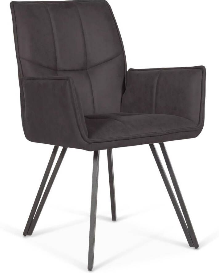 De Bommel Meubelen Eetkamerstoel Fancy Otis Antraciet Grijze eetkamerstoelen met armleuning Eetkamerstoel microleder Industriële eetkamerstoel Stof Antraciet Industrieel Eettafelstoel Keukenstoel Eetstoel Stoel eetkamer - Foto 2