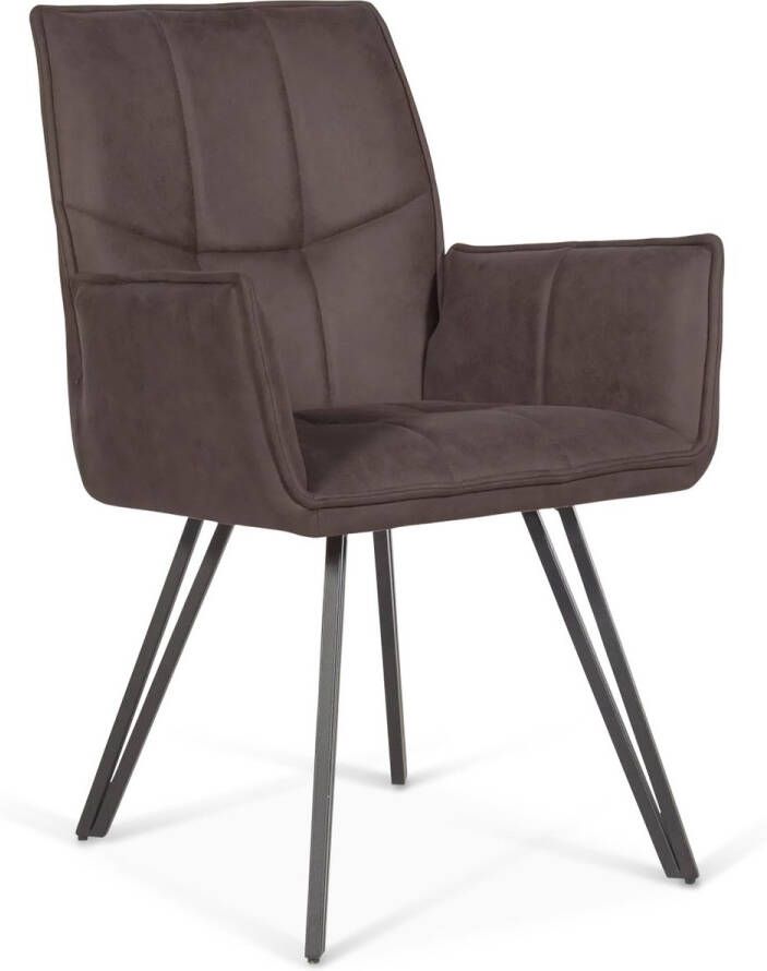 De Bommel Meubelen Eetkamerstoel Fancy Otis Bruin Bruine eetkamerstoelen met armleuning Eetkamerstoel microleder Industriële eetkamerstoel Stof Bruin Industrieel Eettafelstoel Keukenstoel Eetstoel Stoel eetkamer - Foto 2