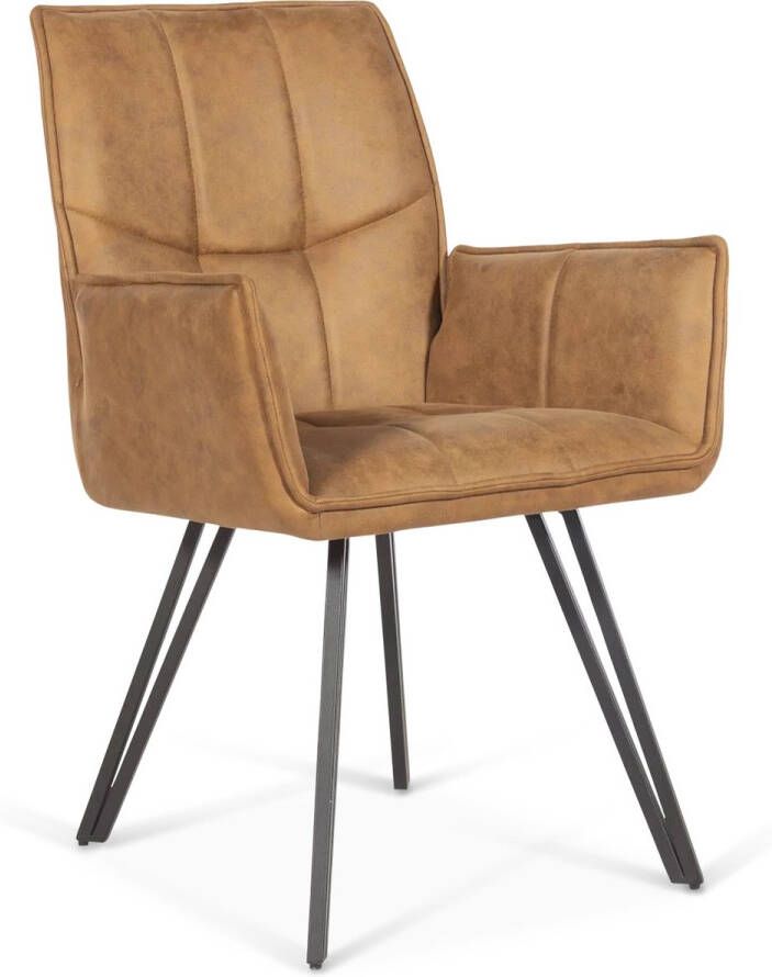 De Bommel Meubelen Eetkamerstoel Fancy Otis Cognac Bruine eetkamerstoelen met armleuning Eetkamerstoel microleder Industriële eetkamerstoel Stof Cognac Industrieel Eettafelstoel Keukenstoel Eetstoel Stoel eetkamer - Foto 2