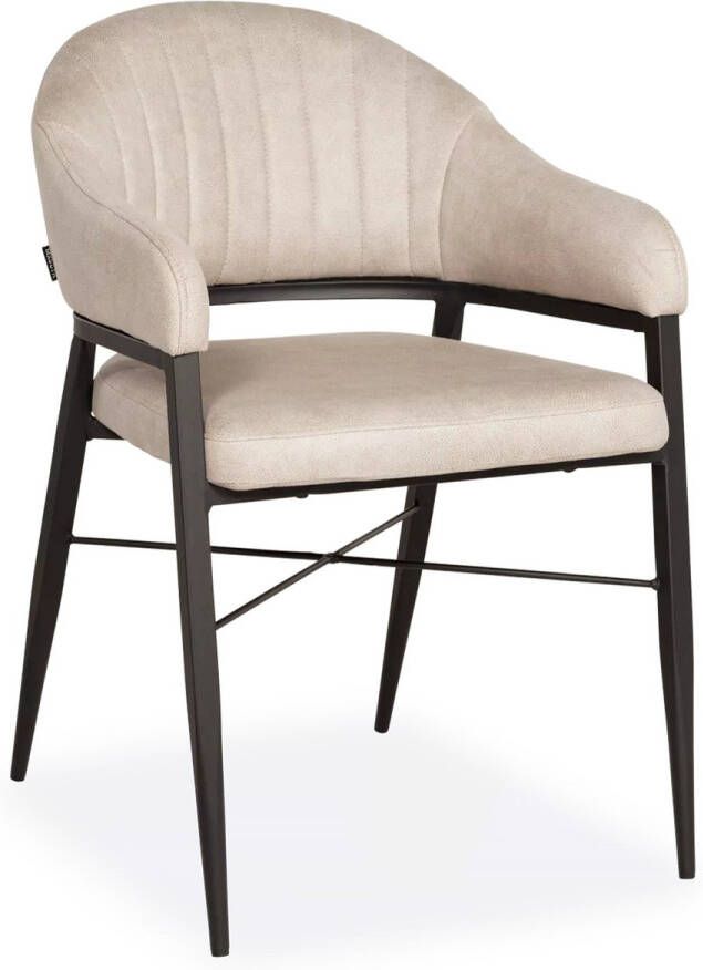 De Bommel Meubelen Eetkamerstoel Flor Luxor Sand Beige eetkamerstoelen Eetkamerstoel met armleuning Stoffen eetkamerstoel Moderne eetkamerstoel Stof Naturel Modern Eettafelstoel Keukenstoel Eetstoel Stoel eetkamer