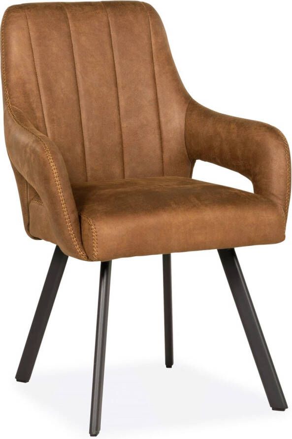 De Bommel Meubelen Eetkamerstoel Kesari Bull Camel Bruine eetkamerstoelen Eetkamerstoel met armleuning Microleder eetkamerstoel Moderne eetkamerstoel Kunstleer Cognac Industrieel Eettafelstoel Keukenstoel Eetstoel Stoel eetkamer - Foto 1