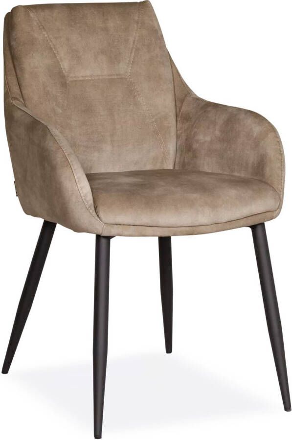De Bommel Meubelen Armstoel Linzy Adore Latte Eetkamerstoel met armleuning Stof Bruin Eettafelstoel Keukenstoel Eetstoel Stoel eetkamer