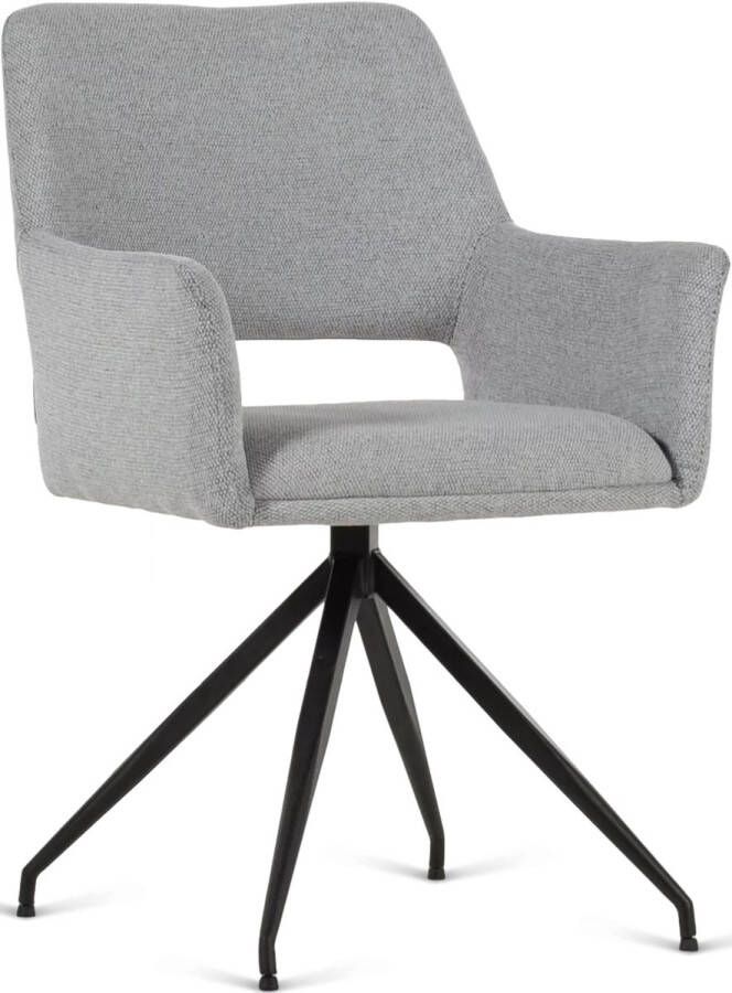De Bommel Meubelen Armstoel Vela (sale) Milo Lichtgrijs Eetkamerstoel met armleuning Stof Grijs Modern Eettafelstoel Keukenstoel Eetstoel Stoel eetkamer