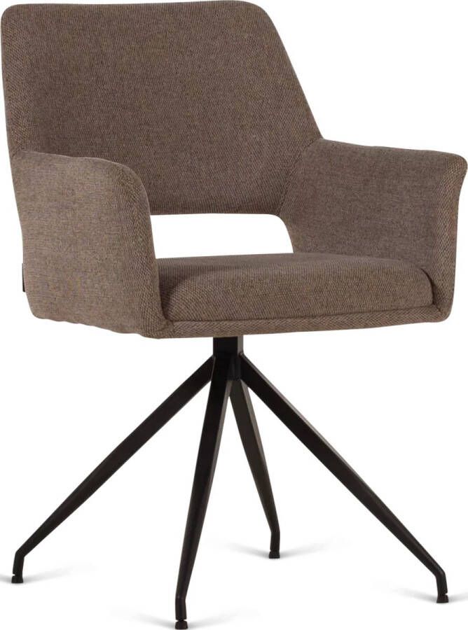 De Bommel Meubelen Armstoel Vela (sale) Milo Taupe Eetkamerstoel met armleuning Stof Bruin Eettafelstoel Keukenstoel Eetstoel Stoel eetkamer