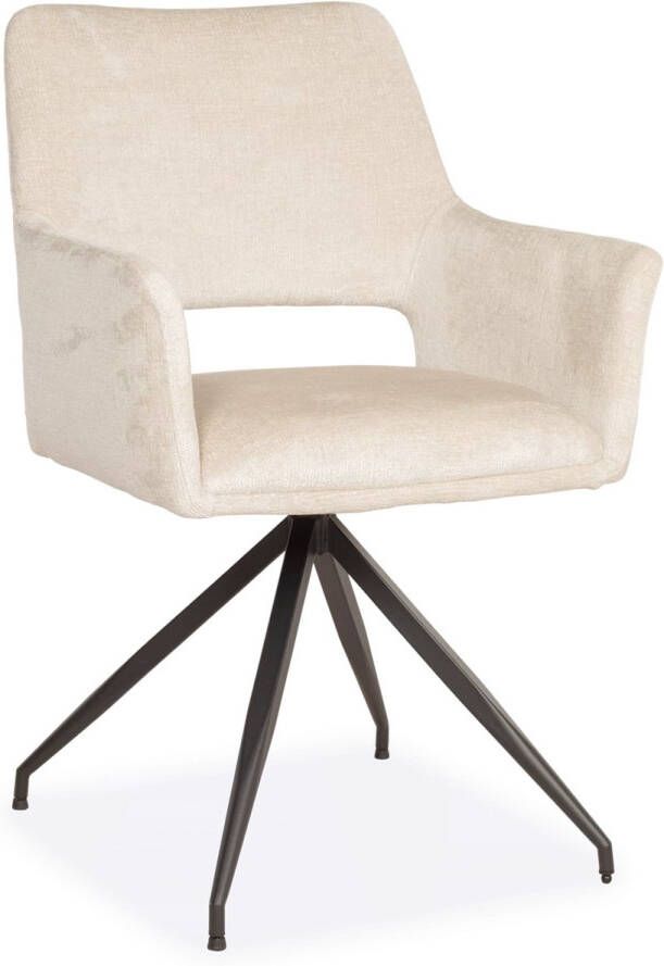 De Bommel Meubelen Armstoel Vela (sale) Perfect Harmony Creme Eetkamerstoel met armleuning Stof Naturel Eettafelstoel Keukenstoel Eetstoel Stoel eetkamer