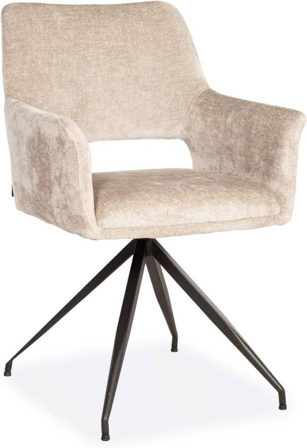 De Bommel Meubelen Armstoel Vela Perfect Harmony Taupe Eetkamerstoel met armleuning Stof Naturel Eettafelstoel Keukenstoel Eetstoel Stoel eetkamer