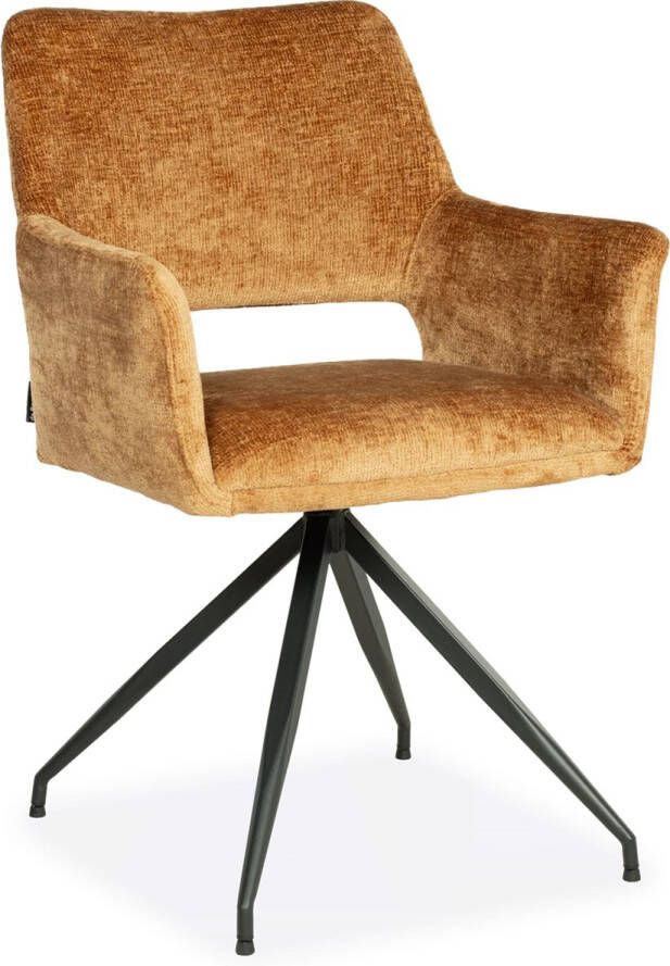 De Bommel Meubelen Eetkamerstoel Vela Perfect Harmony Camel Eetkamerstoelen met armleuning Bruine eetkamerstoelen stof Moderne eetkamerstoel Stof Cognac Modern Eettafelstoel Keukenstoel Eetstoel Stoel eetkamer