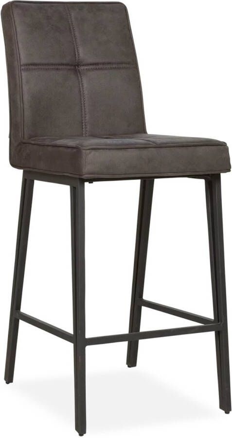 De Bommel Meubelen Barstoel (4 poten laag) Jaxx Otis Antraciet Stof GrijsAntraciet Industrieel Barkrukken met rugleuning Barstoelen met rugleuning Barstoel kruk