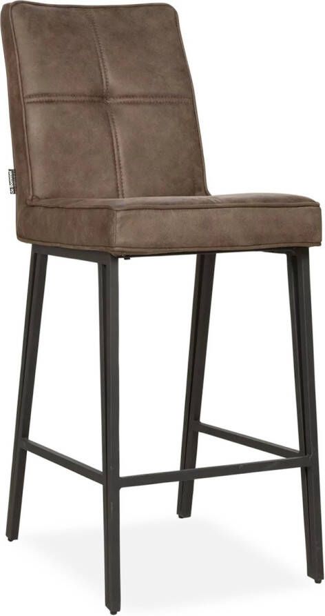 De Bommel Meubelen Barstoel (4 poten laag) Jaxx Otis Bruin Stof Bruin Industrieel Barkrukken met rugleuning Barstoelen met rugleuning Barstoel kruk