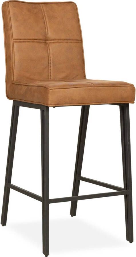 De Bommel Meubelen Barstoel (4 poten laag) Jaxx Otis Cognac Stof CognacBruin Industrieel Barkrukken met rugleuning Barstoelen met rugleuning Barstoel kruk
