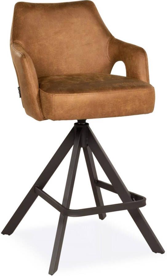 De Bommel Meubelen Barstoel Charlie (draaibaar) Bull Camel Kunstleer Bruin Barkrukken met rugleuning Barstoelen met rugleuning Barstoel kruk