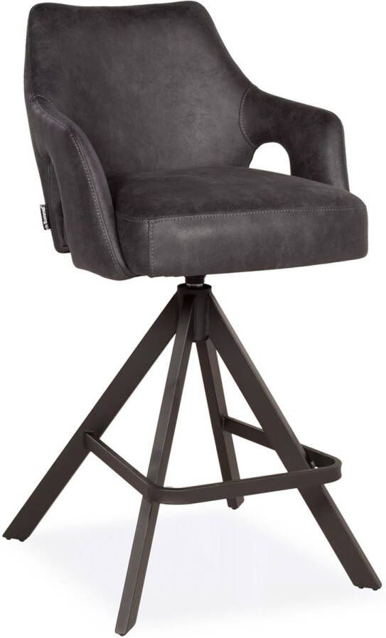 de Bommel Meubelen Barstoel Charlie (draaibaar) Oxx Antraciet Barkrukken met rugleuning Barstoelen met rugleuning