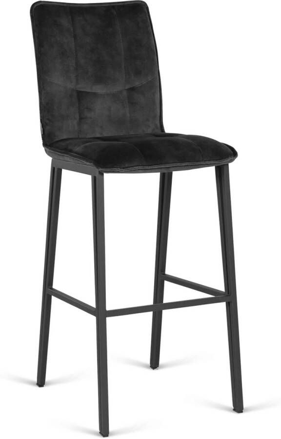 De Bommel Meubelen Barstoel Fancy (hoog) Velvet Adore Antraciet Velvet Antraciet Barkrukken met rugleuning Barstoelen met rugleuning Barstoel kruk