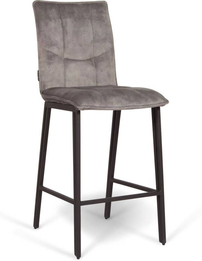 De Bommel Meubelen Barstoel Fancy (laag) Adore Clay Velvet Grijs Barkrukken met rugleuning Barstoelen met rugleuning Barstoel kruk