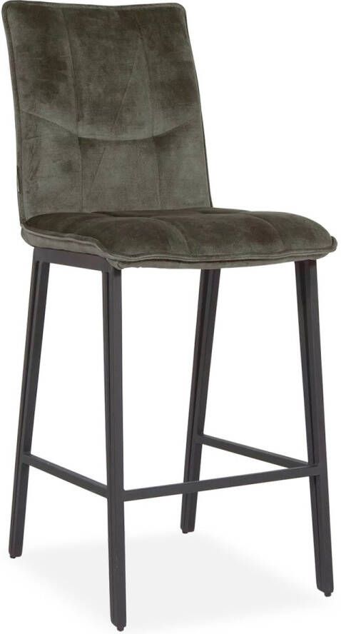 De Bommel Meubelen Barstoel Fancy (Laag) Adore Hunter Velvet Groen IndustrieelModernKlassiek Barkrukken met rugleuning Barstoelen met rugleuning Barstoel kruk