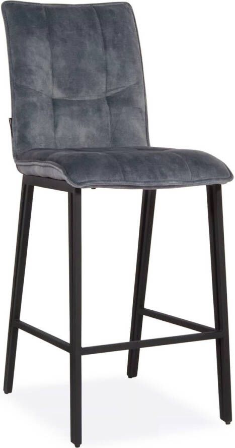 De Bommel Meubelen Barstoel Fancy (Laag) Adore Niagara Velvet Blauw Industrieel Barkrukken met rugleuning Barstoelen met rugleuning Barstoel kruk