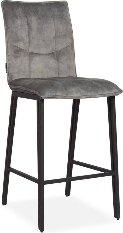 De Bommel Meubelen Barstoel Fancy (Laag) Adore Steel Velvet AntracietGrijs IndustrieelModernKlassiek Barkrukken met rugleuning Barstoelen met rugleuning Barstoel kruk