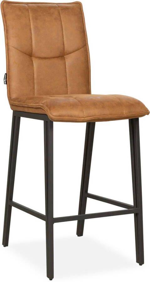 De Bommel Meubelen Barstoel Fancy (Laag) Otis Cognac Stof BruinCognac Industrieel Barkrukken met rugleuning Barstoelen met rugleuning Barstoel kruk