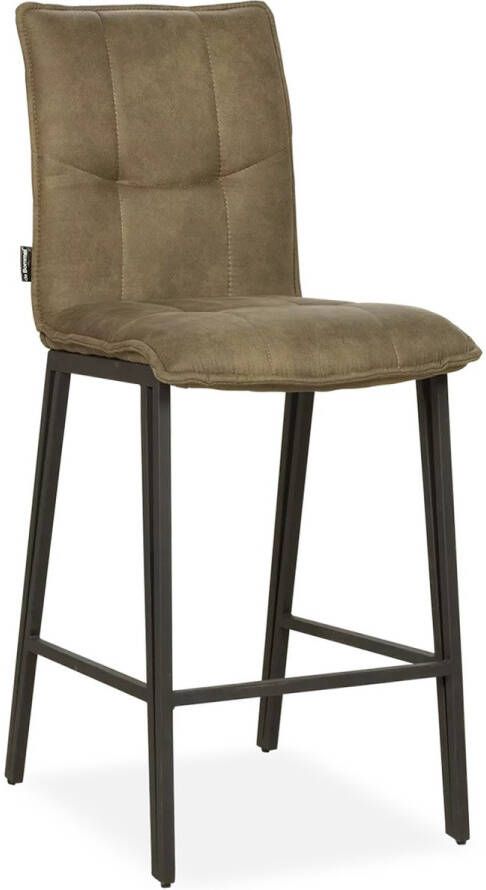 De Bommel Meubelen Barstoel Fancy (Laag) Otis Olijf Stof Groen Industrieel Barkrukken met rugleuning Barstoelen met rugleuning Barstoel kruk