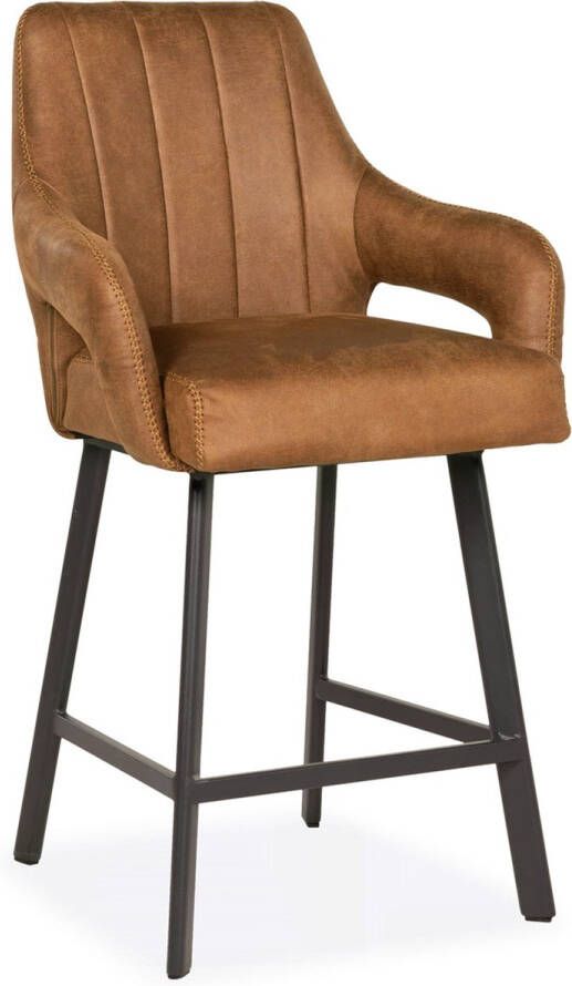 De Bommel Meubelen Barstoel Kesari Bull Camel Kunstleer Bruin Barkrukken met rugleuning Barstoelen met rugleuning Barstoel kruk