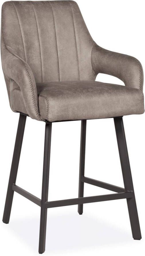 De Bommel Meubelen Barstoel Kesari Bull Clay Kunstleer Grijs Barkrukken met rugleuning Barstoelen met rugleuning Barstoel kruk