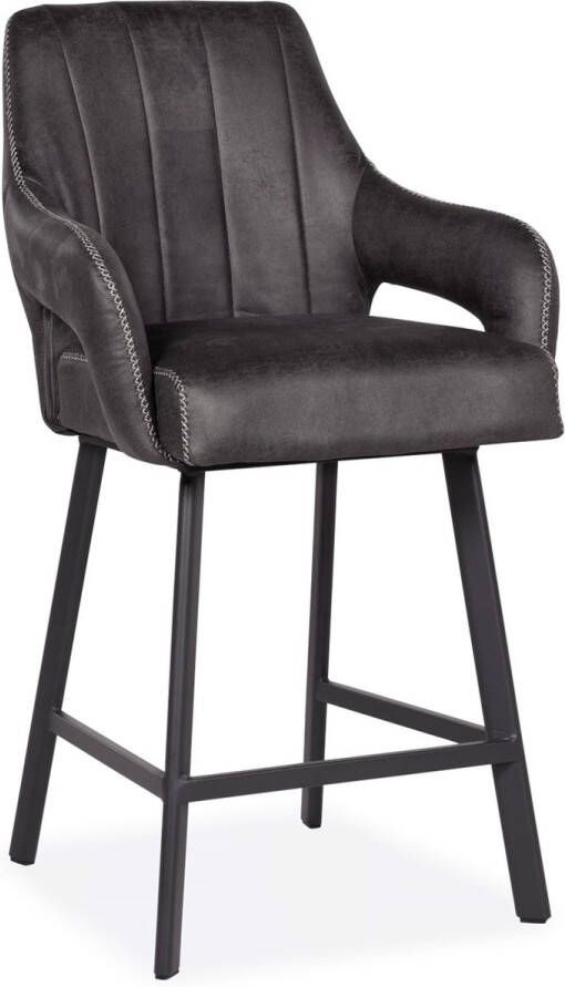 De Bommel Meubelen Barstoel Kesari Oxx Antraciet Kunstleer Antraciet Barkrukken met rugleuning Barstoelen met rugleuning Barstoel kruk