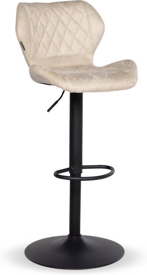 De Bommel Meubelen Barstoel Reza Microleder Beige Kunstleer Naturel Industrieel Barkrukken met rugleuning Barstoelen met rugleuning Barstoel kruk