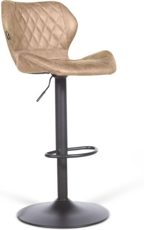 De Bommel Meubelen Barstoel Reza Microleder Liver (sale) Kunstleer Naturel Industrieel Barkrukken met rugleuning Barstoelen met rugleuning Barstoel kruk