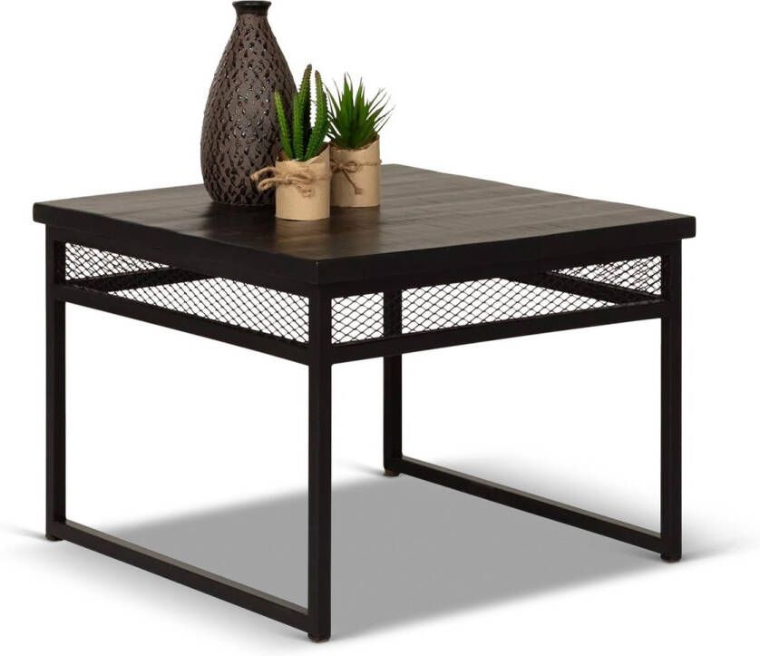 De Bommel Meubelen Bijzettafel (zijkant gaas) Conway Zwart Bijzettafel Vierkant Bijzettafel Hout Industrieel