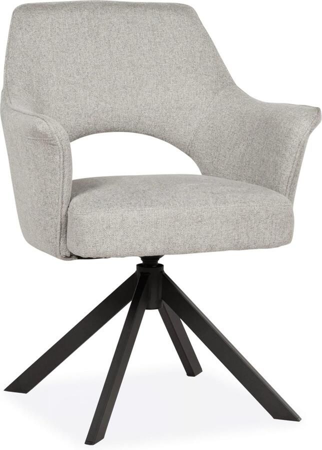 De Bommel Meubelen Armstoel Carissa (draaibaar) Soho Lichtgrijs Eetkamerstoel met armleuning Stof Grijs Modern Eettafelstoel Keukenstoel Eetstoel Stoel eetkamer