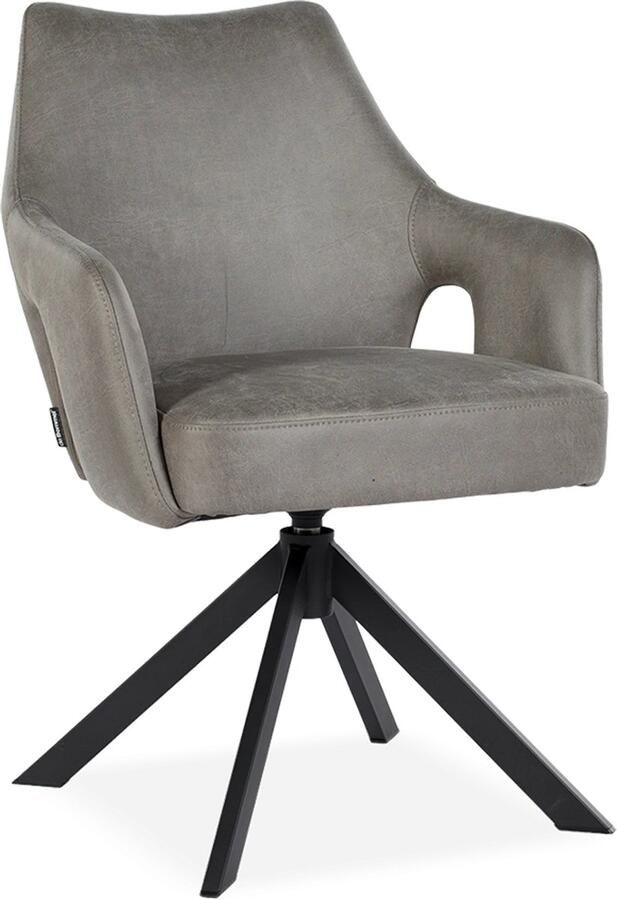 De Bommel Meubelen Armstoel Carita (draaibaar) Oxx Light Grey Eetkamerstoel met armleuning Kunstleer Grijs Modern Eettafelstoel Keukenstoel Eetstoel Stoel eetkamer