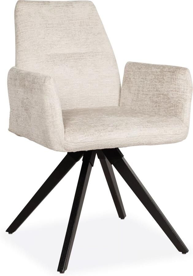 De Bommel Meubelen Armstoel (draaibaar) Ezra Fusion Shell Eetkamerstoel met armleuning Stof Naturel Modern Eettafelstoel Keukenstoel Eetstoel Stoel eetkamer