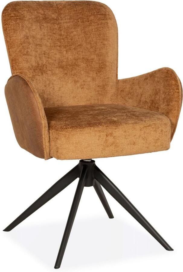 De Bommel Meubelen Armstoel (draaibaar) Isola Bull Camel Perfect Harmony Camel Eetkamerstoel met armleuning Kunstleer Cognac Modern Eettafelstoel Keukenstoel Eetstoel Stoel eetkamer