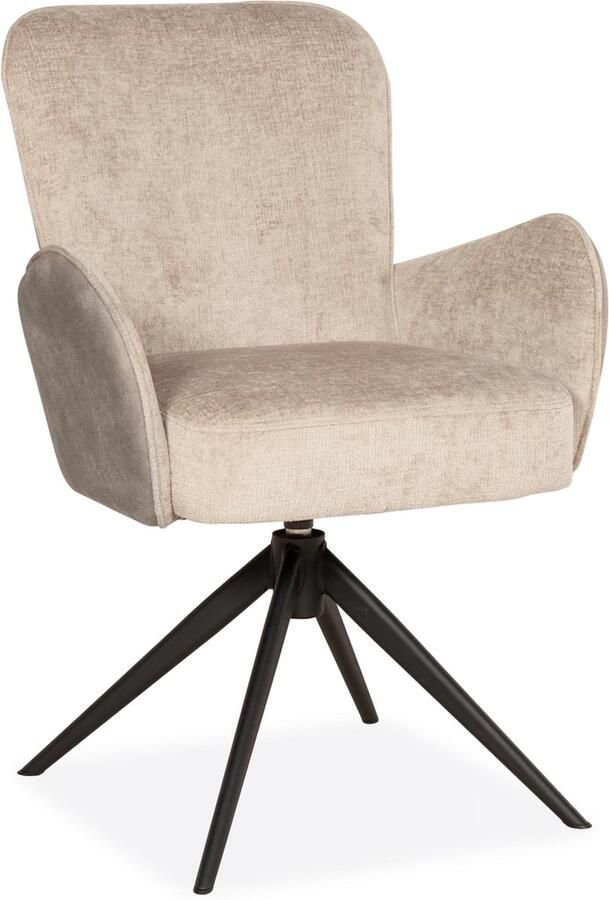 De Bommel Meubelen Armstoel (draaibaar) Isola Bull Clay Perfect Harmony Taupe Eetkamerstoel met armleuning Kunstleer Naturel Modern Eettafelstoel Keukenstoel Eetstoel Stoel eetkamer