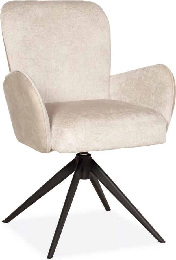De Bommel Meubelen Armstoel (draaibaar) Isola Bull Shell Perfect Harmony Creme Eetkamerstoel met armleuning Kunstleer Naturel Modern Eettafelstoel Keukenstoel Eetstoel Stoel eetkamer