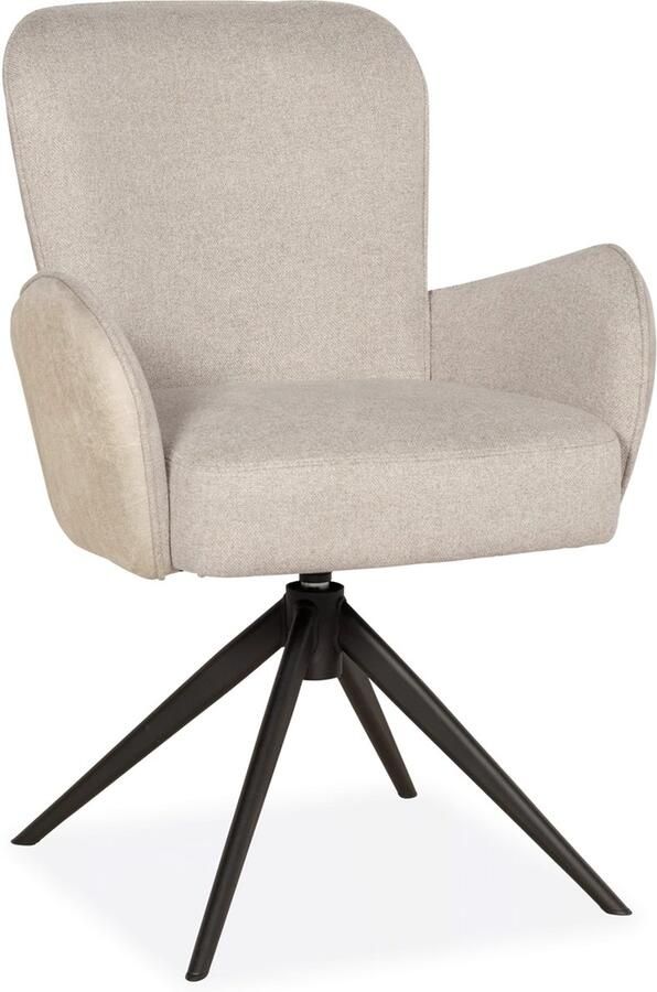 De Bommel Meubelen Armstoel (draaibaar) Isola Bull Shell Soho Beige Eetkamerstoel met armleuning Kunstleer Naturel Modern Eettafelstoel Keukenstoel Eetstoel Stoel eetkamer