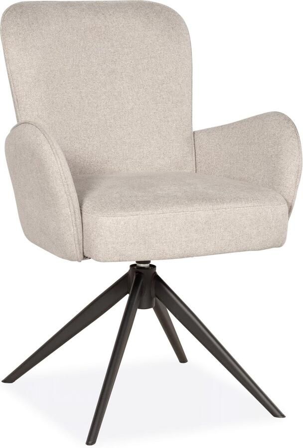 De Bommel Meubelen Armstoel (draaibaar) Isola Soho Beige 902 Eetkamerstoel met armleuning Stof Naturel Modern Eettafelstoel Keukenstoel Eetstoel Stoel eetkamer