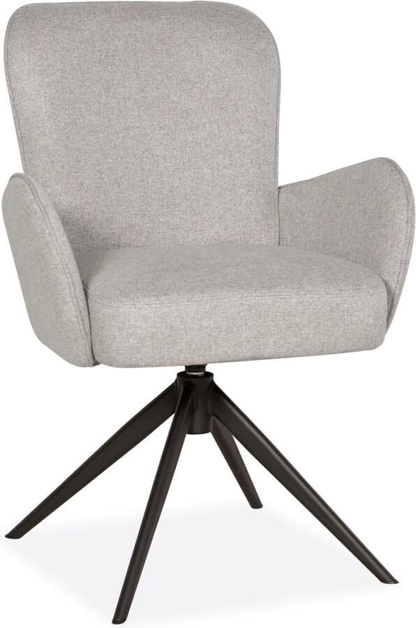De Bommel Meubelen Armstoel (draaibaar) Isola Soho Lichtgrijs 805 Eetkamerstoel met armleuning Stof Grijs Modern Eettafelstoel Keukenstoel Eetstoel Stoel eetkamer