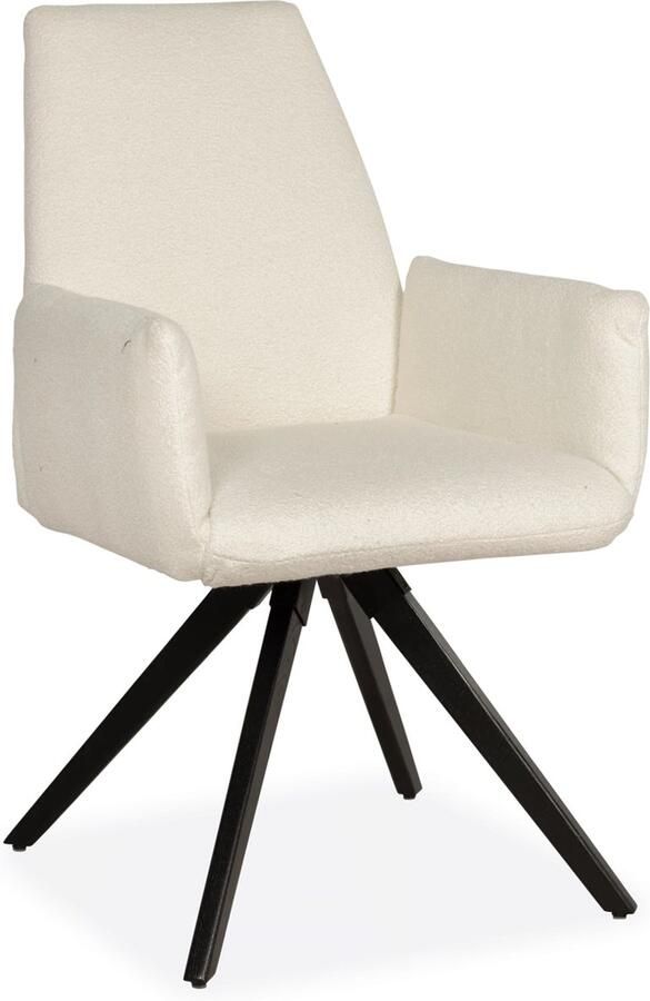 De Bommel Meubelen Armstoel (draaibaar) Tara Alpine Ivory Eetkamerstoel met armleuning Stof Naturel Modern Eettafelstoel Keukenstoel Eetstoel Stoel eetkamer