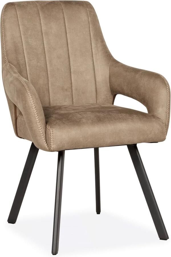 De Bommel Meubelen Armstoel Kesari Bull Liver Eetkamerstoel met armleuning Kunstleer Bruin Industrieel Eettafelstoel Keukenstoel Eetstoel Stoel eetkamer