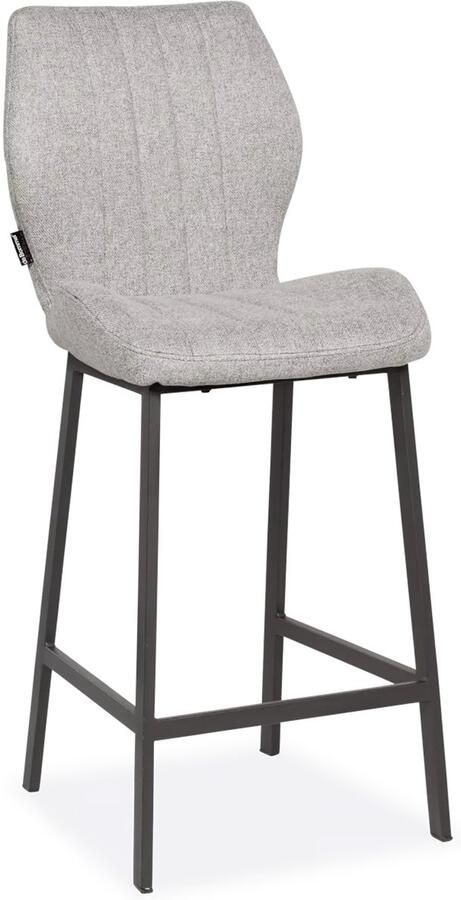 De Bommel Meubelen Barstoel Kenny (laag) Soho Lichtgrijs Grijze barkrukken Stof Industriële barkruk Moderne barkruk Met rugleuning Barkruk kookeiland Stof Grijs Barkrukken met rugleuning Barstoelen met rugleuning Barstoel kruk