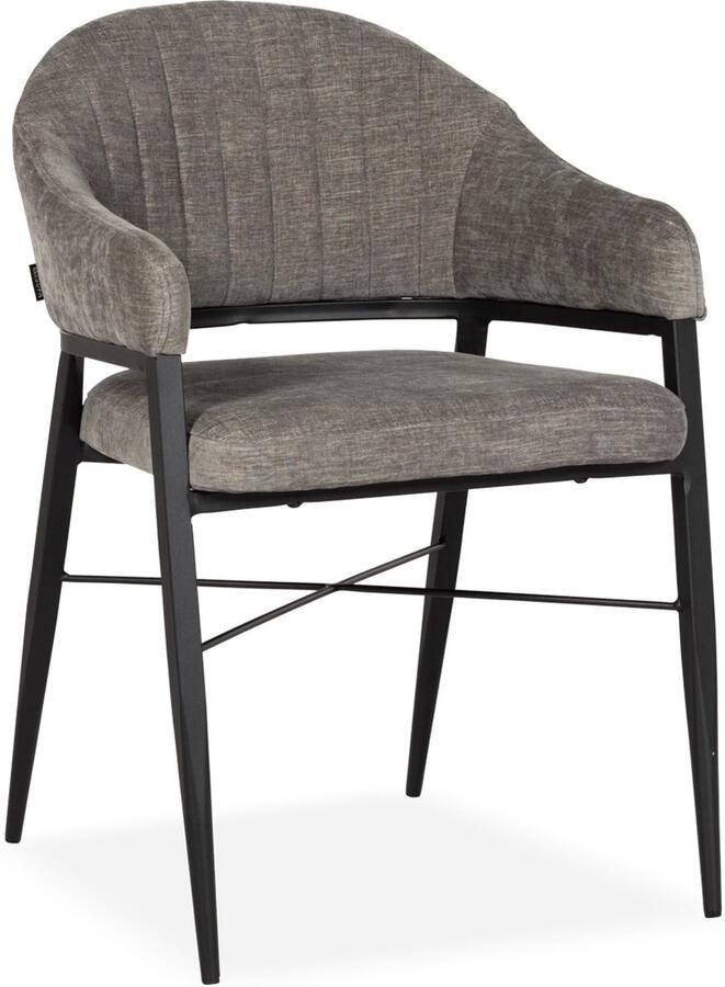 De Bommel Meubelen Eetkamerstoel Flor Miami Ash Grijze eetkamerstoelen Eetkamerstoel met armleuning Stoffen eetkamerstoel Moderne eetkamerstoel Stof Grijs Modern Eettafelstoel Keukenstoel Eetstoel Stoel eetkamer