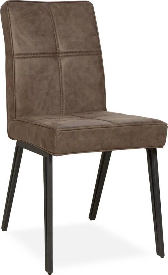 De Bommel Meubelen Eetkamerstoel (4 poten) Jaxx Otis Bruin Stof Bruin Industrieel Eettafelstoel Keukenstoel Eetstoel Stoel eetkamer