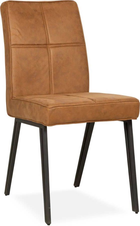 De Bommel Meubelen Eetkamerstoel (4 poten) Jaxx Otis Cognac Stof Cognac Industrieel Eettafelstoel Keukenstoel Eetstoel Stoel eetkamer