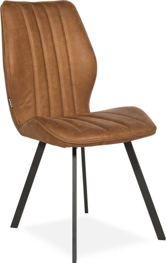 De Bommel Meubelen Eetkamerstoel Donna Bull Camel Kunstleer Cognac LandelijkKlassiek Eettafelstoel Keukenstoel Eetstoel Stoel eetkamer