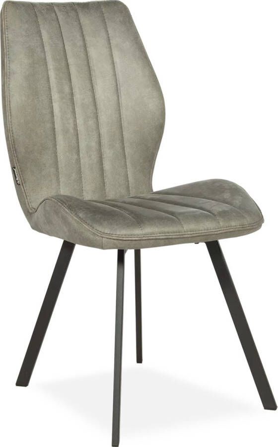 De Bommel Meubelen Eetkamerstoel Donna Bull Grey Grijs Grijze eetkamerstoelen Eetkamerstoel microleder Moderne eetkamerstoel Industriële eetkamerstoelen Kunstleer Grijs Landelijk Eettafelstoel Keukenstoel Eetstoel Stoel eetkamer