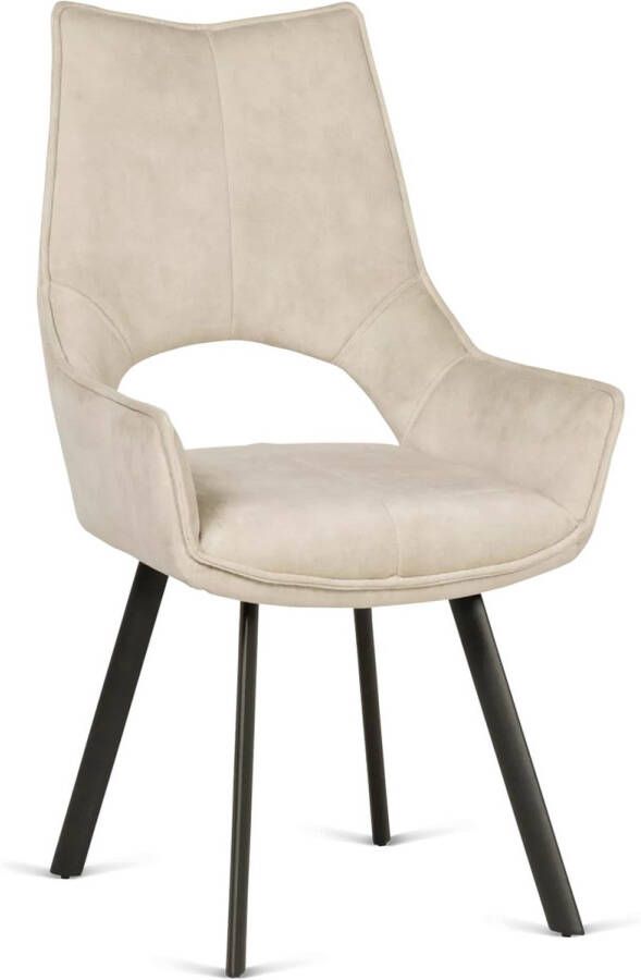 De Bommel Meubelen Eetkamerstoel Luna Adore Linen Velvet Naturel Modern Eettafelstoel Keukenstoel Eetstoel Stoel eetkamer