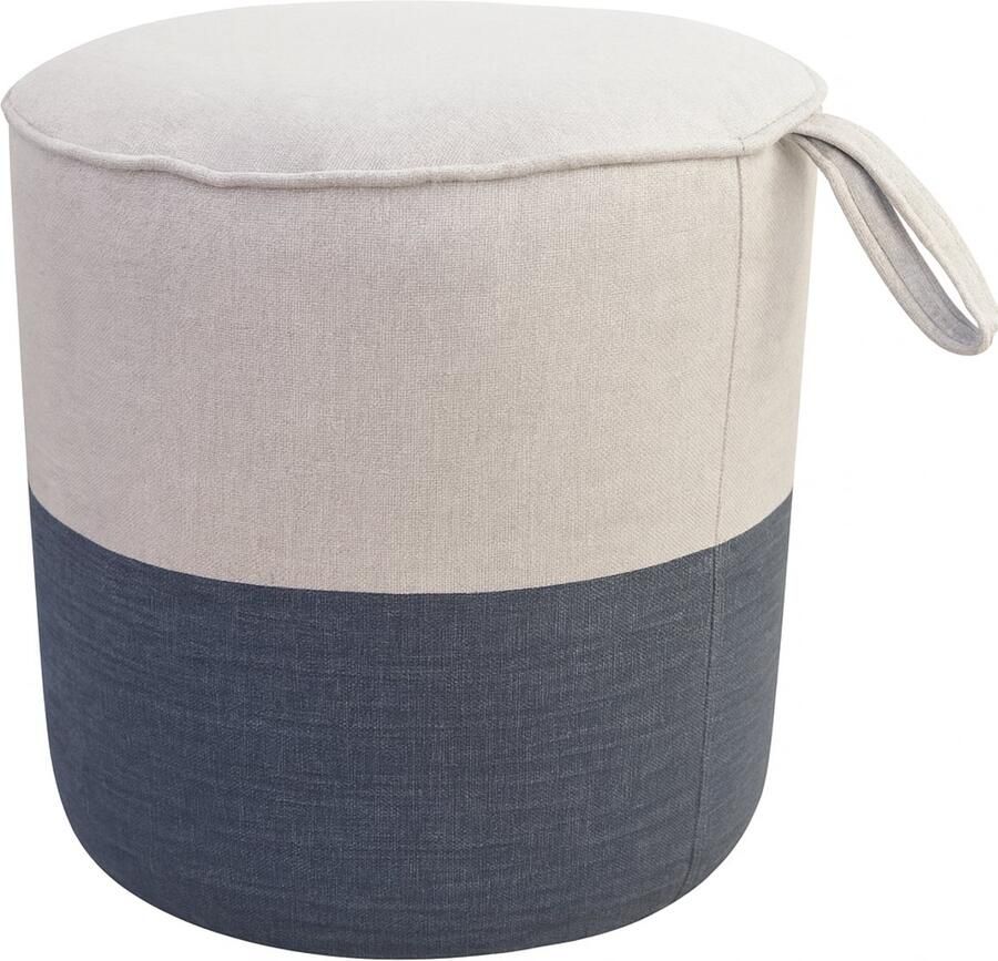 De Groen Home Poef 40x30x30 cm Moderne Voetenbank zitzak Rond – Beige Grijs Comfortabele Zitzakstoel