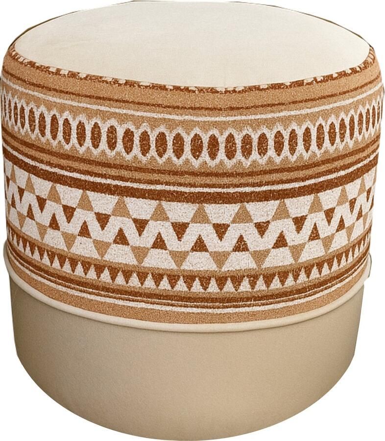 De Groen Home Poef rond 40x30x30 cm Zitzak Geweven motieven Comfortabele Zitzakstoel