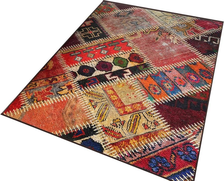 De Groen Home Vloerkleed 120x180cm Keukenmat Wasbaar Antislip Laagpolig Zacht Tapijt- Woonkamer tapijt Patchwork patroon